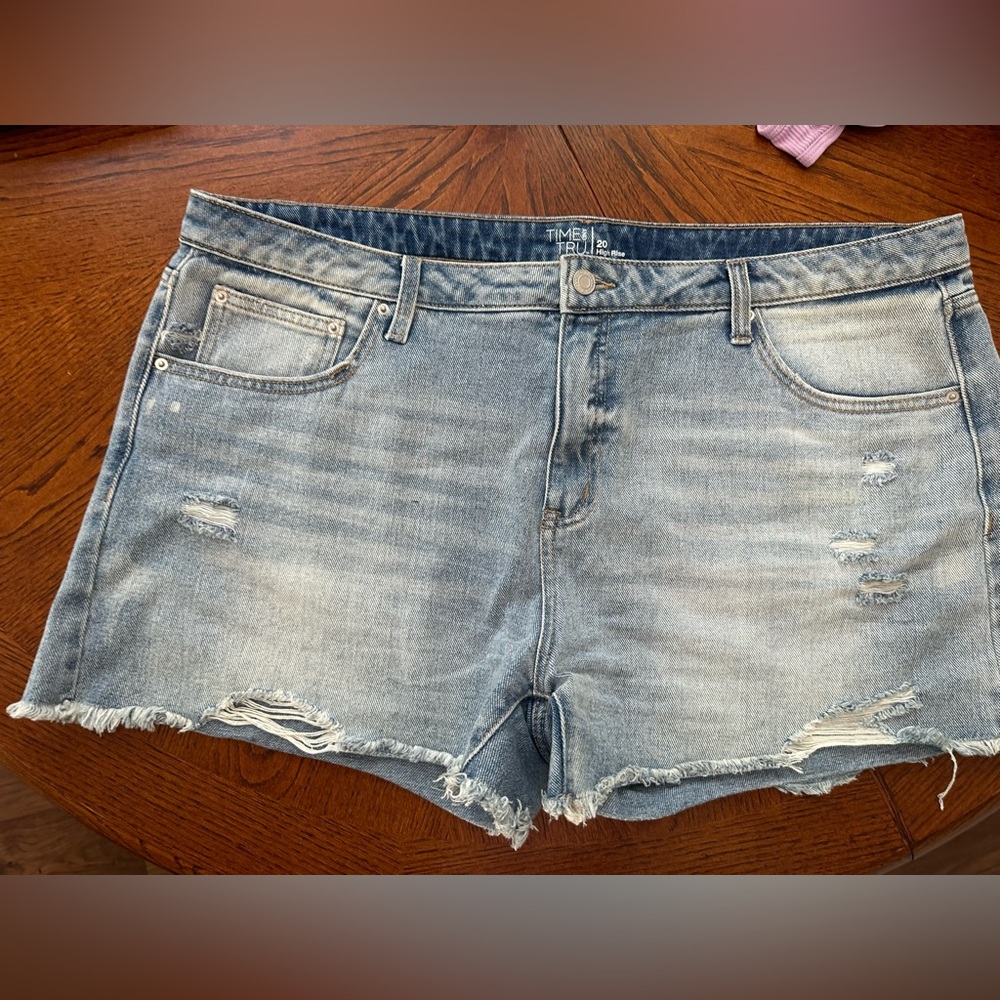 JEAN SHORTS, TIME & TRU, SIZE 20, ZIPPER WAIST, BUTTON CLOSURE